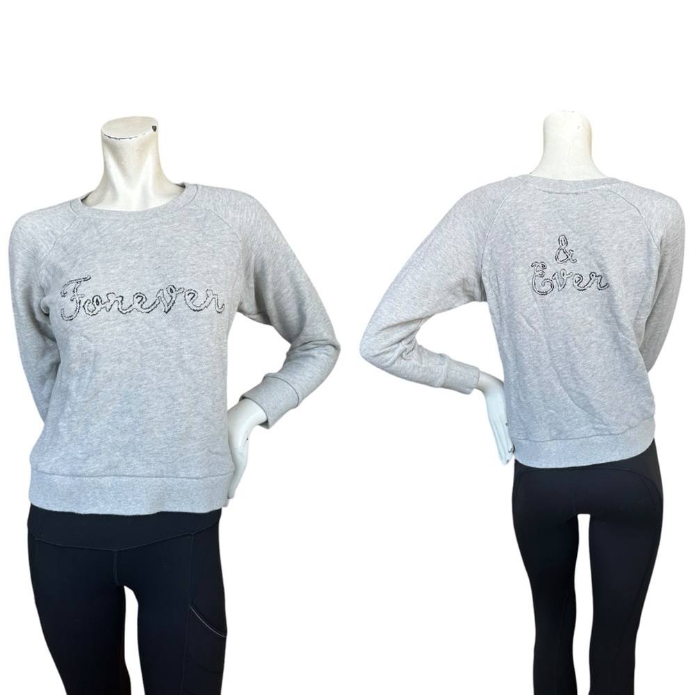 Rosie HW x Paige Light Gray Heathered Crewneck Pullover Forever & Ever Small